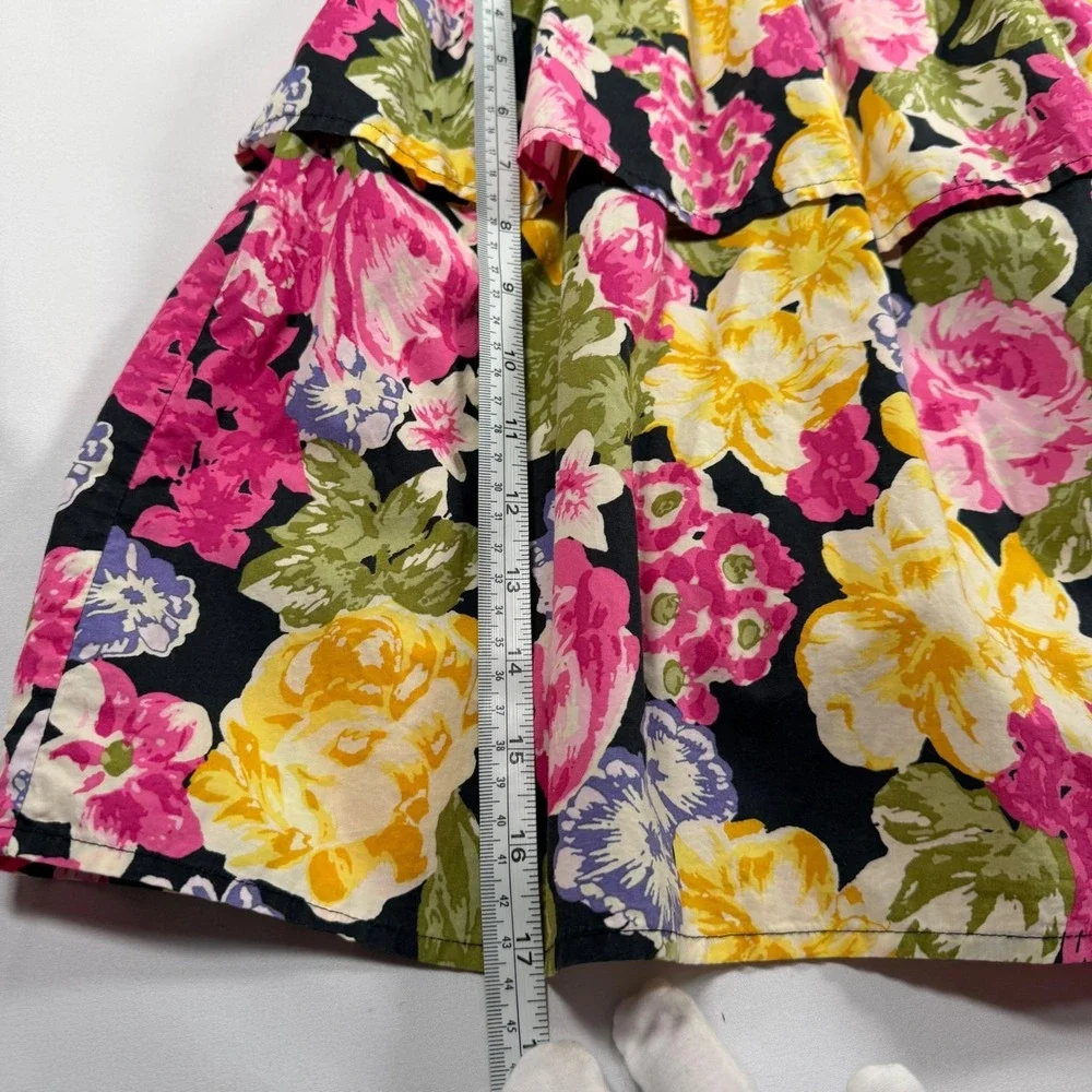 Moda International Floral Halter Dress Cotton Tiered Peplum Retro Y2K Vtg Size 6 - Picture 9 of 16